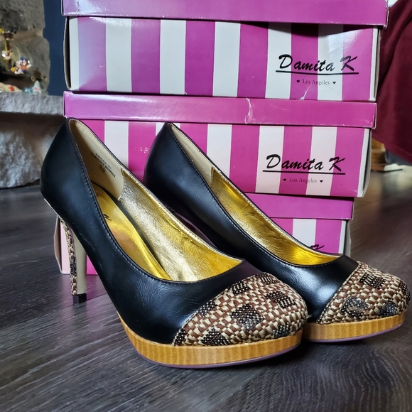 Damita K Los Angeles ANGEL-01 Shoes Black High Heels - Picture 1 of 12
